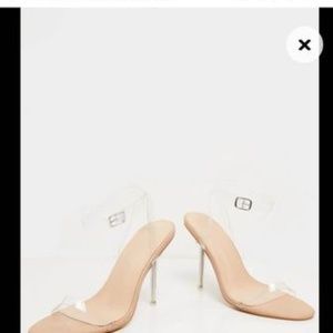 Pretty Little Thing clear strap heels size 7